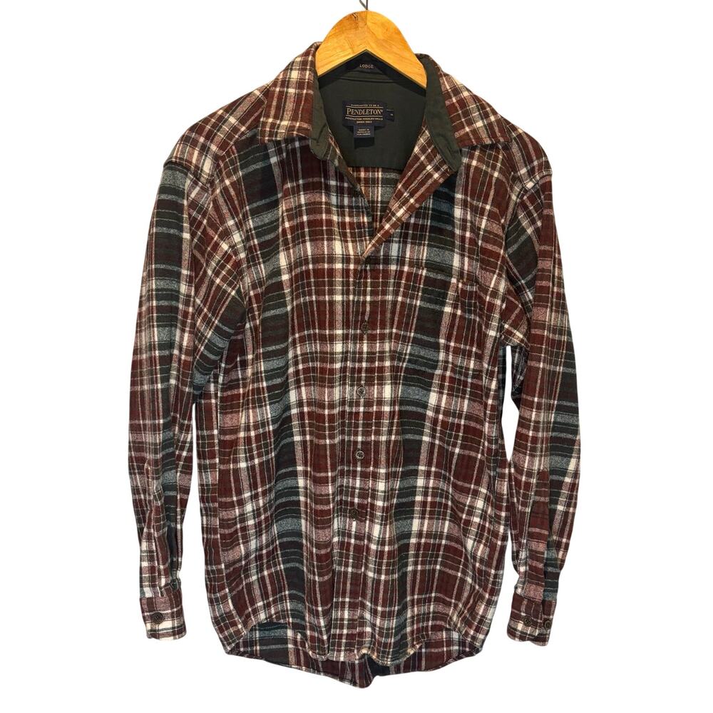 Pendleton Lodge Men's Vintage Plaid Wool Button Down - size Medium